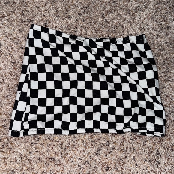 Tops - Checkered Black and White Women's Tube Top